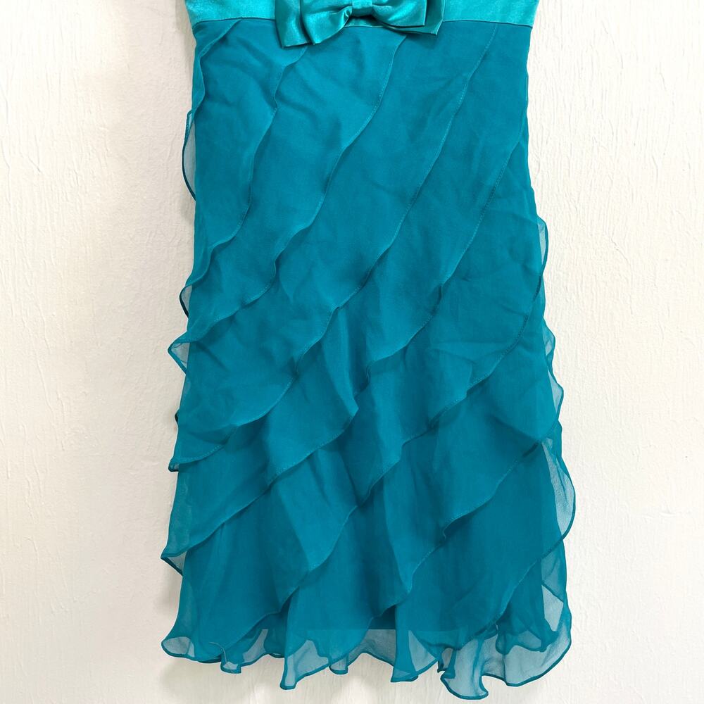VTG Sue Wong Nocturne Babydoll Silk Blend Evening Mini Dress 4 Teal Beaded Fairy - Picture 10 of 16